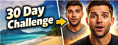 Before and after split-screen thumbnail with 30 DAYS transformation text