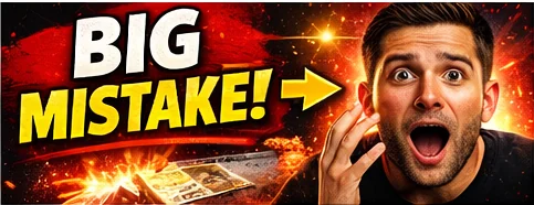 Panicked reaction thumbnail with BIG MISTAKE text on red danger background