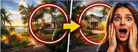 Two side-by-side images with red circle highlights and CAN YOU SEE IT text