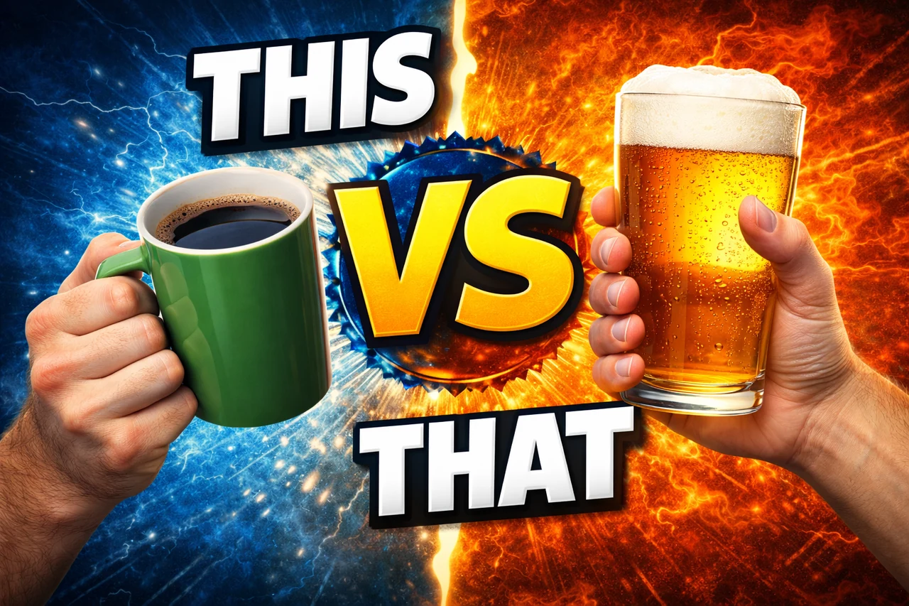 Split-screen comparison thumbnail with THIS vs THAT text