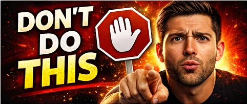 Warning thumbnail with DON'T DO THIS text and hazard stripes