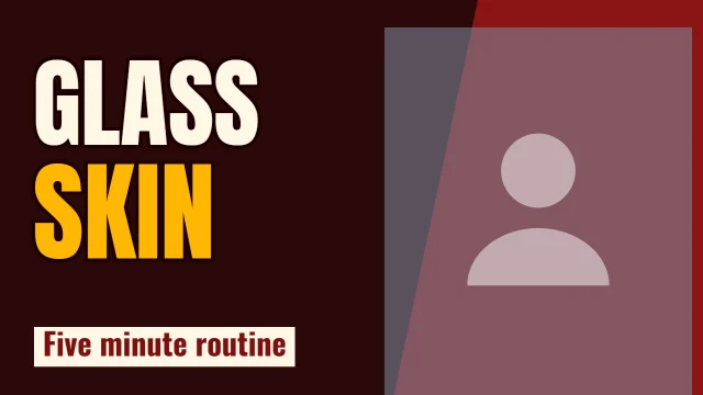 Beauty YouTube thumbnail template: Face Right layout in the Hot Sauce colourway, sample words "GLASS SKIN Five minute routine", with 1 empty photo slot (Your face)