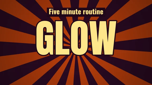 Beauty YouTube thumbnail template: One Word layout in the Dusk colourway, sample words "GLOW Five minute routine"