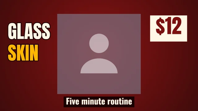 Beauty YouTube thumbnail template: Product Hero layout in the Hot Sauce colourway, sample words "GLASS SKIN $12 Five minute routine", with 1 empty photo slot (Your product)