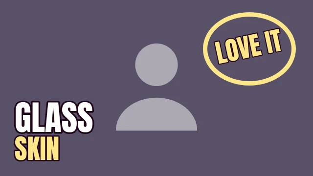 Beauty YouTube thumbnail template: Stamped layout in the Dusk colourway, sample words "LOVE IT GLASS SKIN", with 1 empty photo slot (Your photo)