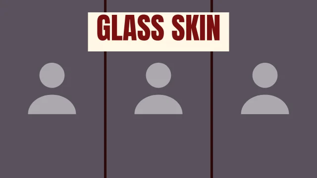Beauty YouTube thumbnail template: Triptych layout in the Hot Sauce colourway, sample words "GLASS SKIN", with 3 empty photo slots (Photo 1, Photo 2, Photo 3)