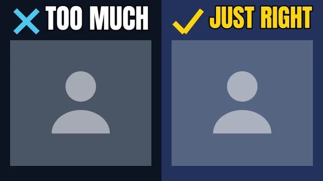 Beauty YouTube thumbnail template: Yes and No layout in the Night Shift colourway, sample words "TOO MUCH JUST RIGHT", with 2 empty photo slots (The wrong way, The right way)