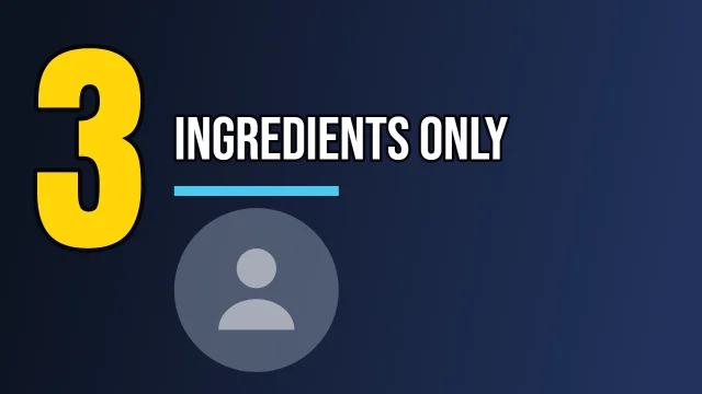 Cooking YouTube thumbnail template: Big Number layout in the Night Shift colourway, sample words "3 INGREDIENTS ONLY", with 1 empty photo slot (Your face)