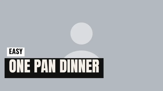 Cooking YouTube thumbnail template: Caption Box layout in the Newsprint colourway, sample words "ONE PAN DINNER EASY", with 1 empty photo slot (Your photo)