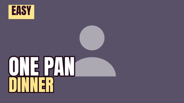 Cooking YouTube thumbnail template: Corner Tag layout in the Dusk colourway, sample words "EASY ONE PAN DINNER", with 1 empty photo slot (Your photo)