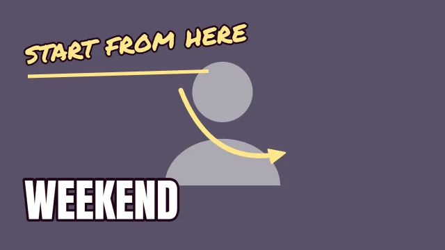 DIY YouTube thumbnail template: Marker Note layout in the Dusk colourway, sample words "start from here WEEKEND", with 1 empty photo slot (Your photo)