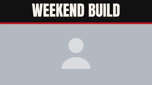 DIY YouTube thumbnail template: Top Bar layout in the Newsprint colourway, sample words "WEEKEND BUILD", with 1 empty photo slot (Your photo)