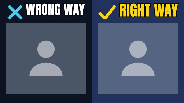 DIY YouTube thumbnail template: Yes and No layout in the Night Shift colourway, sample words "WRONG WAY RIGHT WAY", with 2 empty photo slots (The wrong way, The right way)