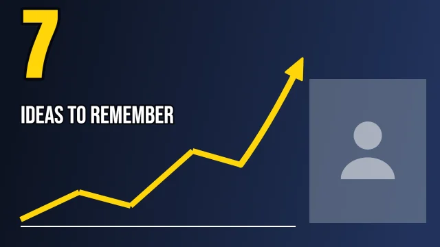 Education YouTube thumbnail template: Trend Line layout in the Night Shift colourway, sample words "7 IDEAS TO REMEMBER", with 1 empty photo slot (Your face)