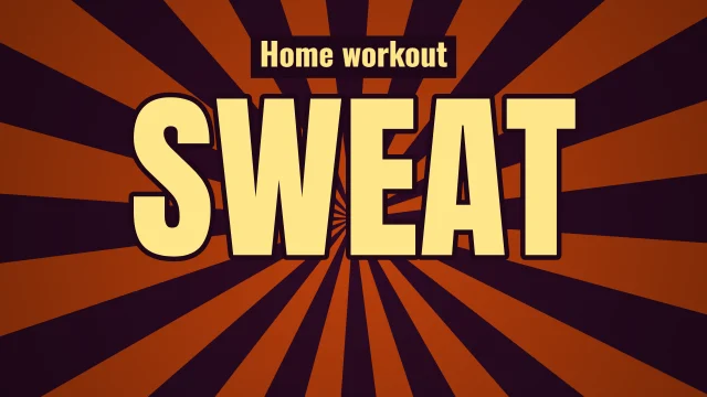 Fitness YouTube thumbnail template: One Word layout in the Dusk colourway, sample words "SWEAT Home workout"