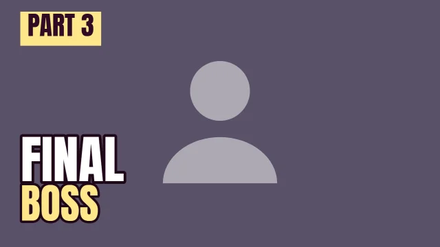 Gaming YouTube thumbnail template: Corner Tag layout in the Dusk colourway, sample words "PART 3 FINAL BOSS", with 1 empty photo slot (Your photo)