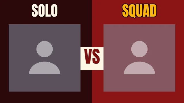 Gaming YouTube thumbnail template: Head to Head layout in the Hot Sauce colourway, sample words "SOLO SQUAD VS", with 2 empty photo slots (Option A, Option B)
