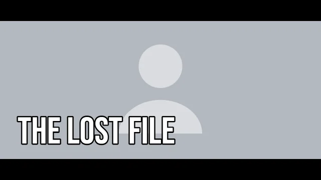 Mystery YouTube thumbnail template: Cinematic layout in the Newsprint colourway, sample words "THE LOST FILE", with 1 empty photo slot (Your wide shot)