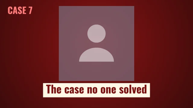 Mystery YouTube thumbnail template: Spotlight layout in the Hot Sauce colourway, sample words "CASE 7 The case no one solved", with 1 empty photo slot (Your subject)