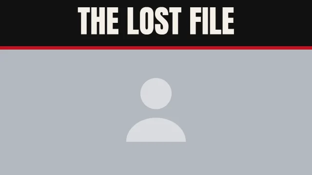 Mystery YouTube thumbnail template: Top Bar layout in the Newsprint colourway, sample words "THE LOST FILE", with 1 empty photo slot (Your photo)
