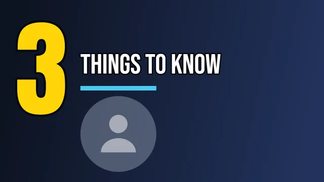 News YouTube thumbnail template: Big Number layout in the Night Shift colourway, sample words "3 THINGS TO KNOW", with 1 empty photo slot (Your face)