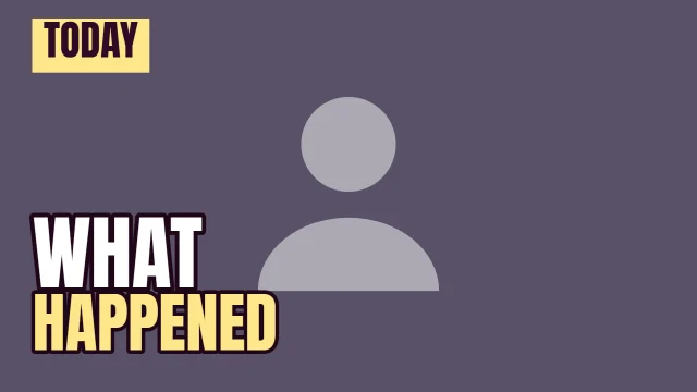 News YouTube thumbnail template: Corner Tag layout in the Dusk colourway, sample words "TODAY WHAT HAPPENED", with 1 empty photo slot (Your photo)