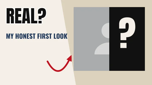 Reaction YouTube thumbnail template: Hidden layout in the Newsprint colourway, sample words "REAL? MY HONEST FIRST LOOK ?", with 1 empty photo slot (The reveal)
