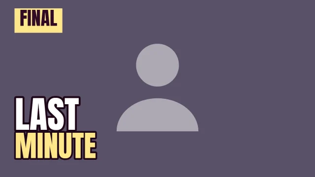 Sports YouTube thumbnail template: Corner Tag layout in the Dusk colourway, sample words "FINAL LAST MINUTE", with 1 empty photo slot (Your photo)