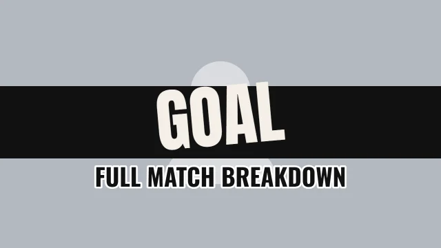 Sports YouTube thumbnail template: Tilted layout in the Newsprint colourway, sample words "GOAL FULL MATCH BREAKDOWN", with 1 empty photo slot (Your photo)