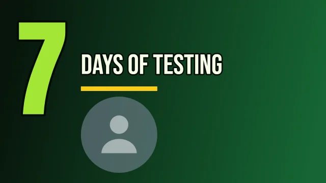 Tech YouTube thumbnail template: Big Number layout in the Lime Light colourway, sample words "7 DAYS OF TESTING", with 1 empty photo slot (Your face)