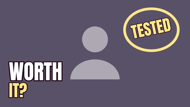 Tech YouTube thumbnail template: Stamped layout in the Dusk colourway, sample words "TESTED WORTH IT?", with 1 empty photo slot (Your photo)