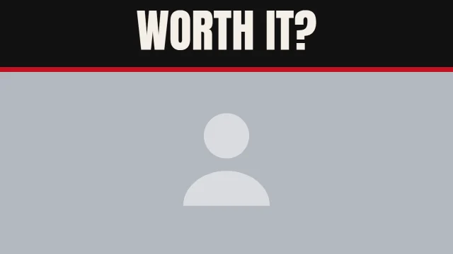 Tech YouTube thumbnail template: Top Bar layout in the Newsprint colourway, sample words "WORTH IT?", with 1 empty photo slot (Your photo)