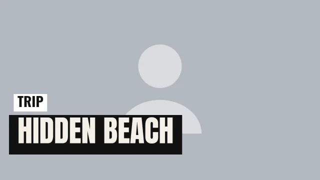 Travel YouTube thumbnail template: Caption Box layout in the Newsprint colourway, sample words "HIDDEN BEACH TRIP", with 1 empty photo slot (Your photo)