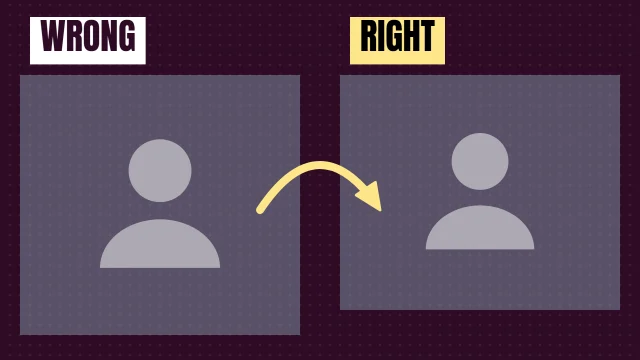 Tutorial YouTube thumbnail template: Then and Now layout in the Dusk colourway, sample words "WRONG RIGHT", with 2 empty photo slots (Before, After)