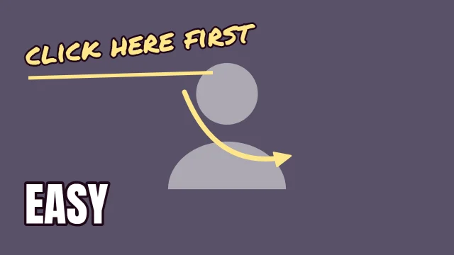 Tutorial YouTube thumbnail template: Marker Note layout in the Dusk colourway, sample words "click here first EASY", with 1 empty photo slot (Your photo)