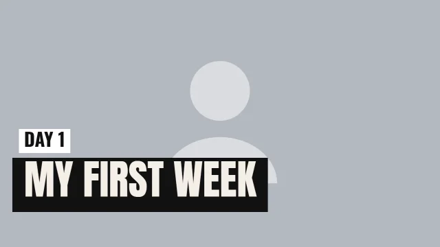 Vlog YouTube thumbnail template: Caption Box layout in the Newsprint colourway, sample words "MY FIRST WEEK DAY 1", with 1 empty photo slot (Your photo)
