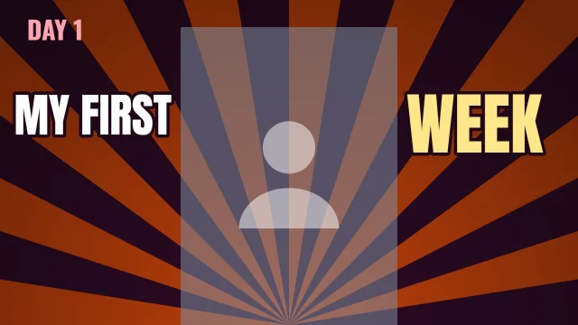 Vlog YouTube thumbnail template: Centre Stage layout in the Dusk colourway, sample words "MY FIRST WEEK DAY 1", with 1 empty photo slot (Your face)